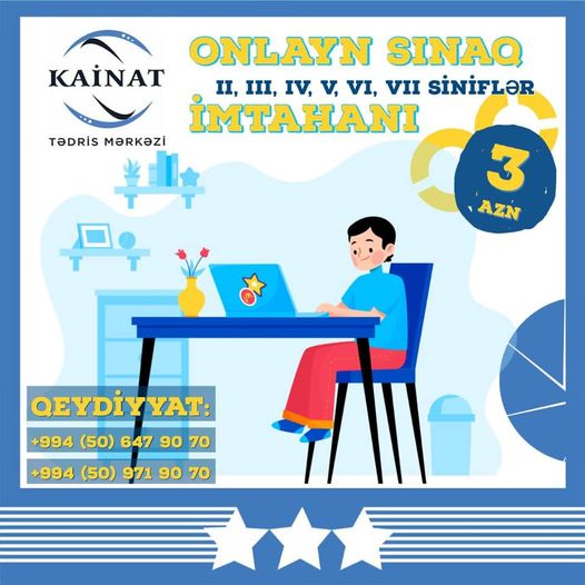 II, III, IV, V, VI, VII SİNİFLƏR ÜÇÜN ONLAYN SINAQ İMTAHANI