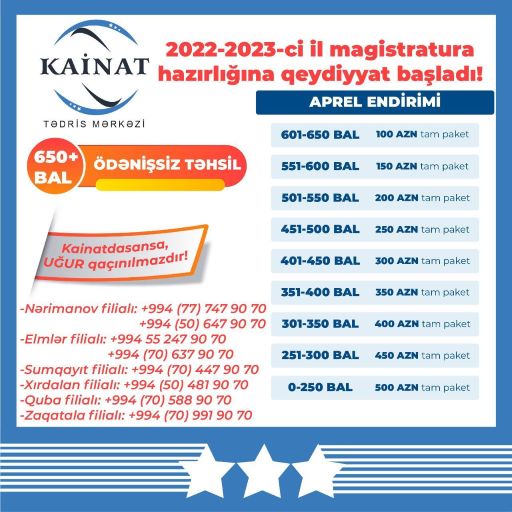 2022 - 2023- cü il Magistratura hazırlığına qeydiyyat başladı