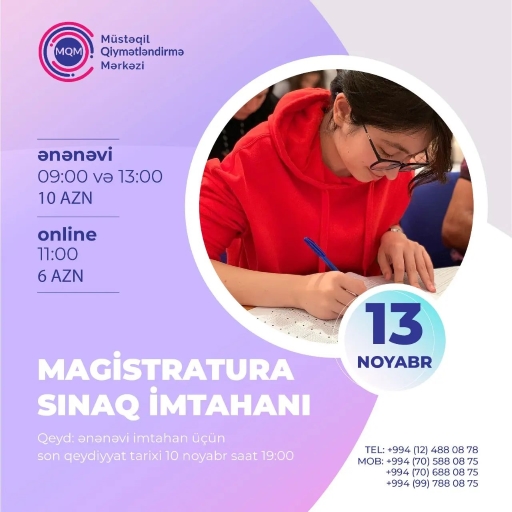 Magistratura üzrə online və ənənəvi sınaq imtahanına qeydiyyat başlayıb