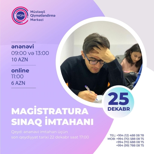 Magistratura üzrə online və ənənəvi sınaq imtahanına qeydiyyat başlayıb