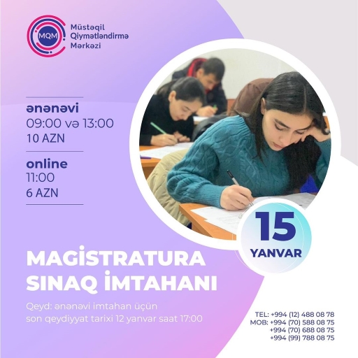 Magistratura üzrə online və ənənəvi sınaq imtahanına qeydiyyat davam edir