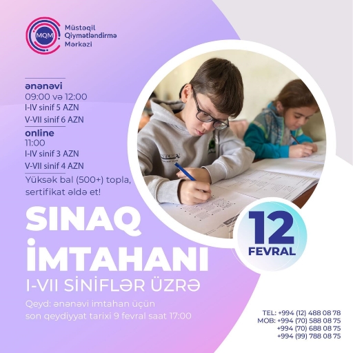  I-VII siniflər üçün online və ənənəvi sınaq imtahanına qeydiyyat başlandı