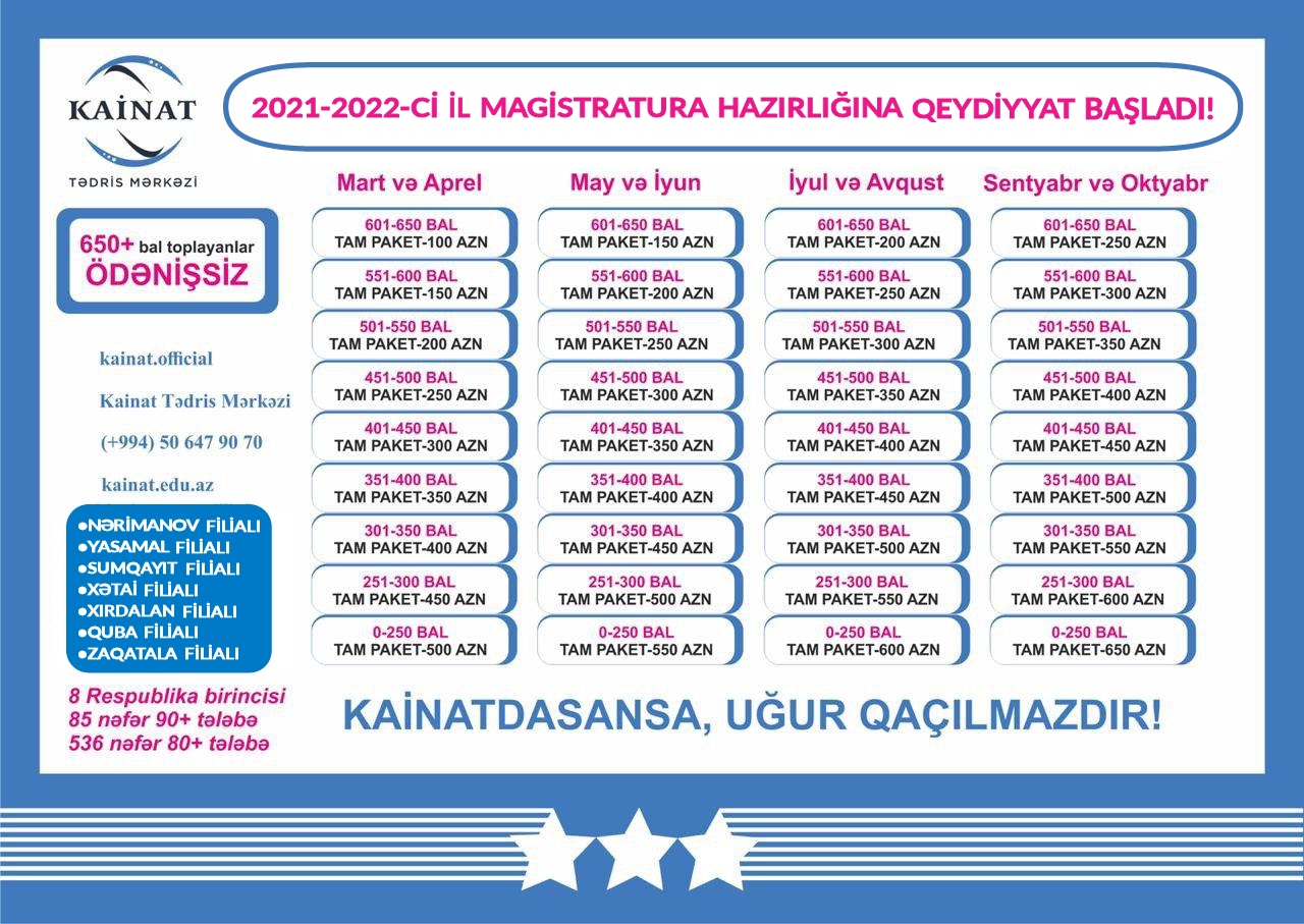 2021 - 2022 - ci il Magistratura hazırlığına qeydiyyat başladı!