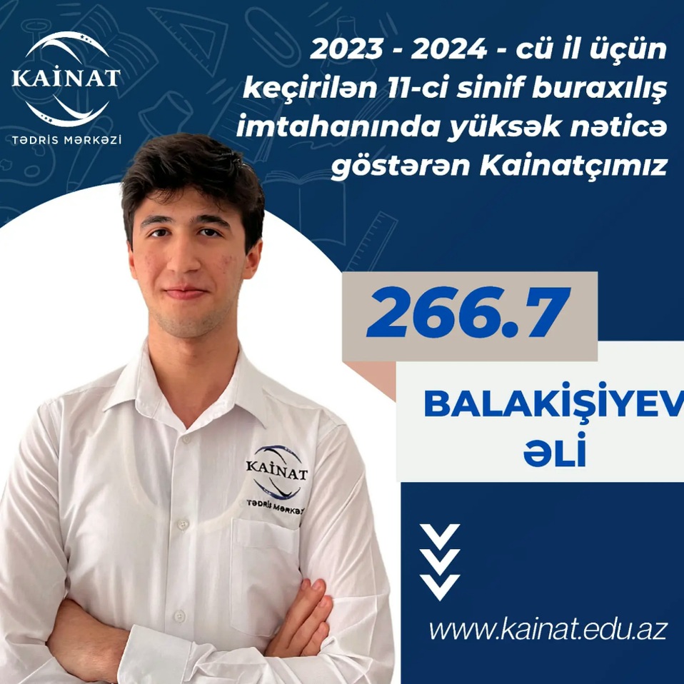 2023 - 2024 - cü il üçün keçirilən 11-ci sinif buraxılış imtahanı üzrə yüksək nəticə göstərən Kainatçılar