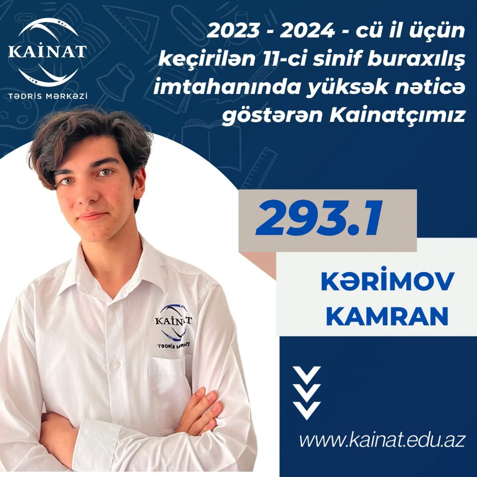 2023 - 2024 - cü il üçün keçirilən 11-ci sinif buraxılış imtahanı üzrə yüksək nəticə göstərən Kainatçılar