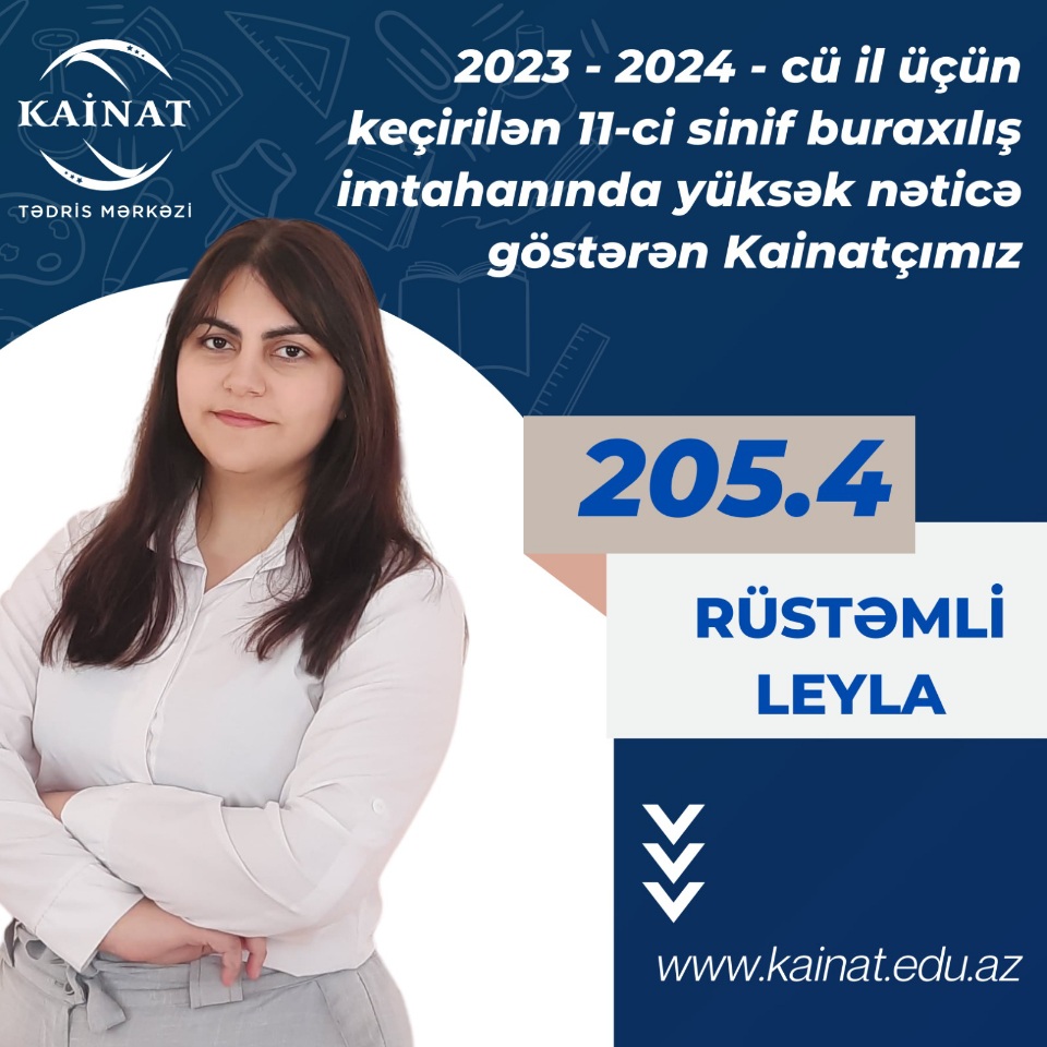 2023 - 2024 - cü il üçün keçirilən 11-ci sinif buraxılış imtahanı üzrə yüksək nəticə göstərən Kainatçılar