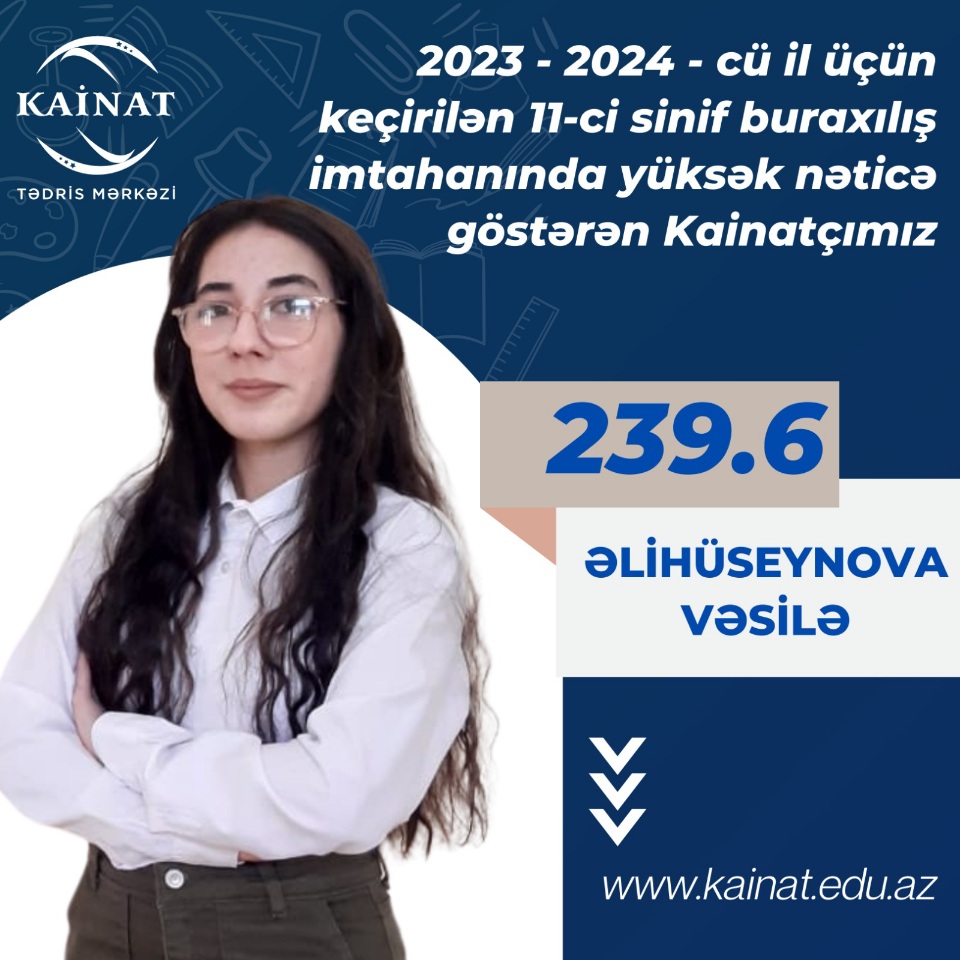 2023 - 2024 - cü il üçün keçirilən 11-ci sinif buraxılış imtahanı üzrə yüksək nəticə göstərən Kainatçılar