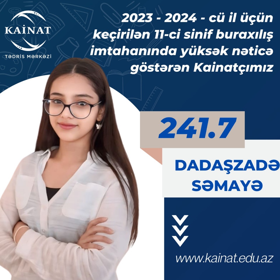 2023 - 2024 - cü il üçün keçirilən 11-ci sinif buraxılış imtahanı üzrə yüksək nəticə göstərən Kainatçılar