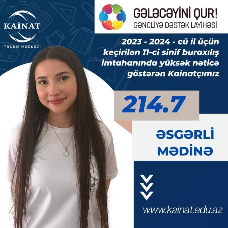 2023 - 2024 - cü il üçün keçirilən 11-ci sinif buraxılış imtahanı üzrə yüksək nəticə göstərən Kainatçılar