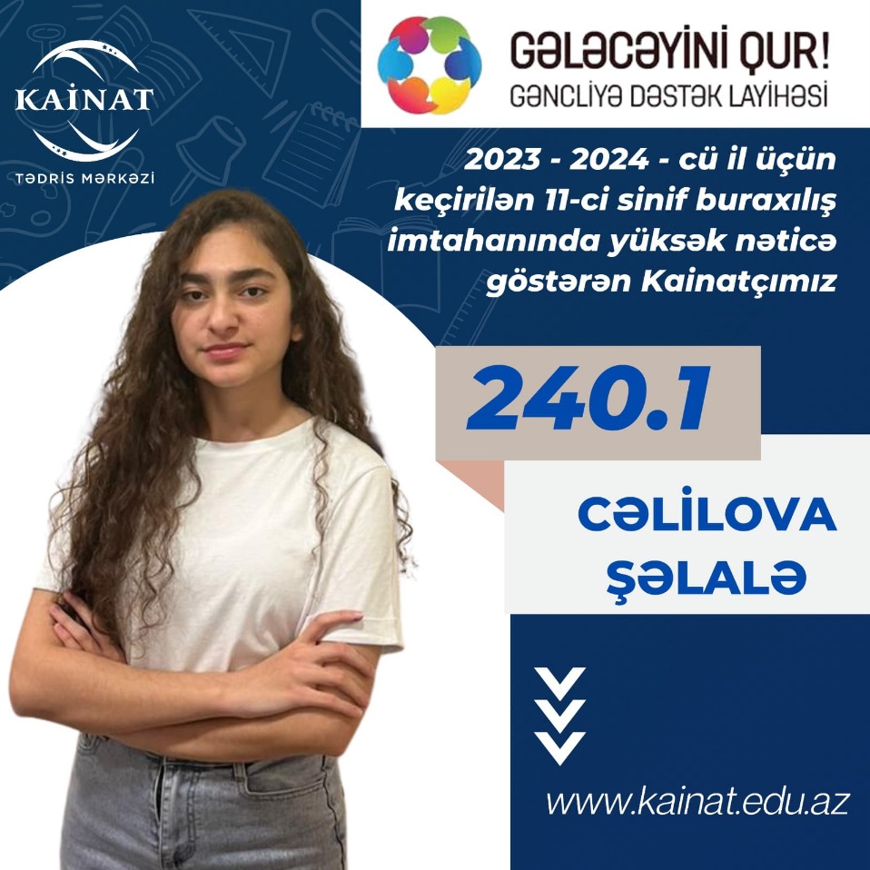 2023 - 2024 - cü il üçün keçirilən 11-ci sinif buraxılış imtahanı üzrə yüksək nəticə göstərən Kainatçılar