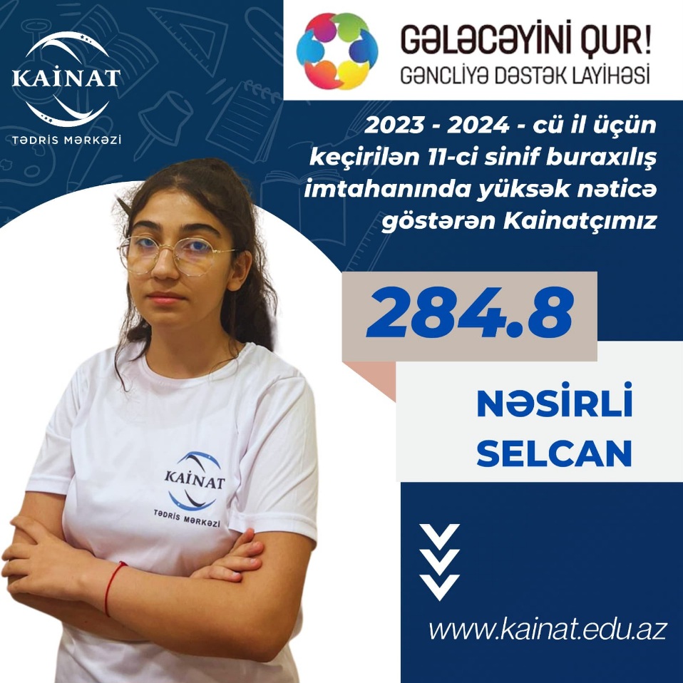 2023 - 2024 - cü il üçün keçirilən 11-ci sinif buraxılış imtahanı üzrə yüksək nəticə göstərən Kainatçılar