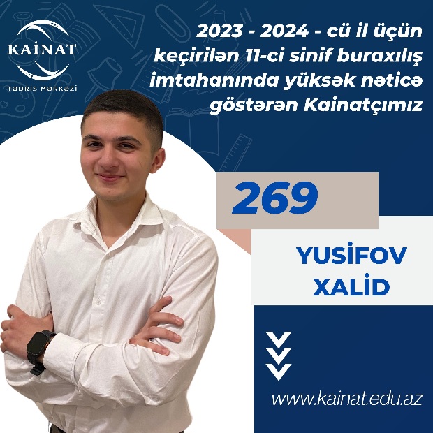 2023 - 2024 - cü il üçün keçirilən 11-ci sinif buraxılış imtahanı üzrə yüksək nəticə göstərən Kainatçılar