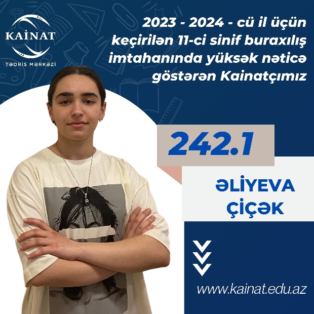 2023 - 2024 - cü il üçün keçirilən 11-ci sinif buraxılış imtahanı üzrə yüksək nəticə göstərən Kainatçılar