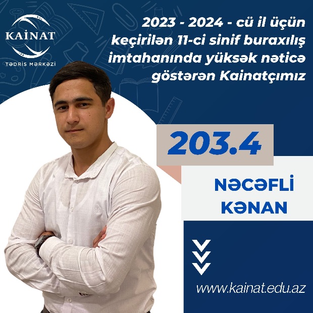 2023 - 2024 - cü il üçün keçirilən 11-ci sinif buraxılış imtahanı üzrə yüksək nəticə göstərən Kainatçılar