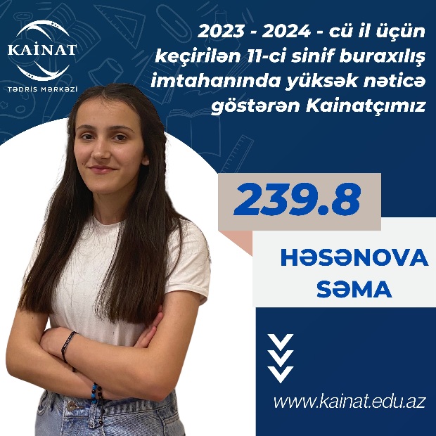 2023 - 2024 - cü il üçün keçirilən 11-ci sinif buraxılış imtahanı üzrə yüksək nəticə göstərən Kainatçılar