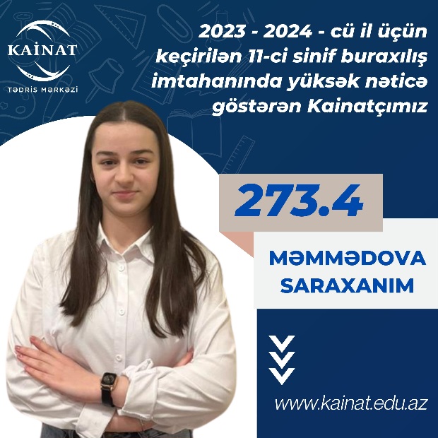 2023 - 2024 - cü il üçün keçirilən 11-ci sinif buraxılış imtahanı üzrə yüksək nəticə göstərən Kainatçılar