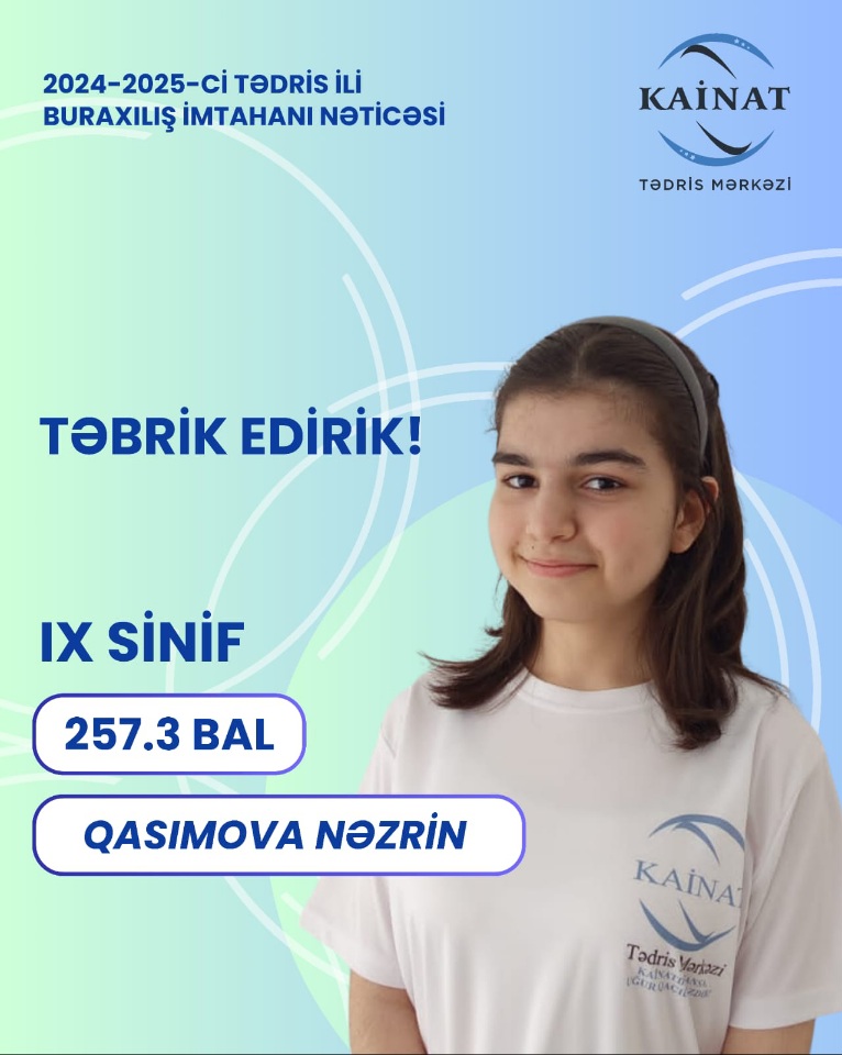 2024 - 2025 - ci il üçün keçirilən IX sinif, buraxılış imtahanında yüksək nəticə göstərən Kainatçılar!