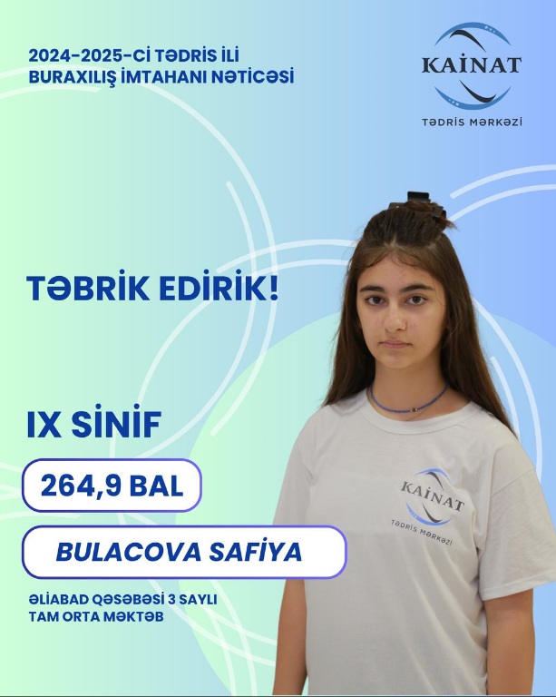 2024 - 2025 - ci il üçün keçirilən IX sinif, buraxılış imtahanında yüksək nəticə göstərən Kainatçılar!