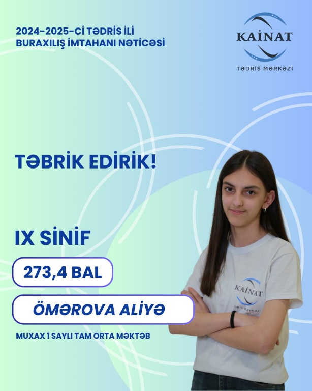 2024 - 2025 - ci il üçün keçirilən IX sinif, buraxılış imtahanında yüksək nəticə göstərən Kainatçılar!