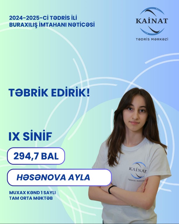 2024 - 2025 - ci il üçün keçirilən IX sinif, buraxılış imtahanında yüksək nəticə göstərən Kainatçılar!