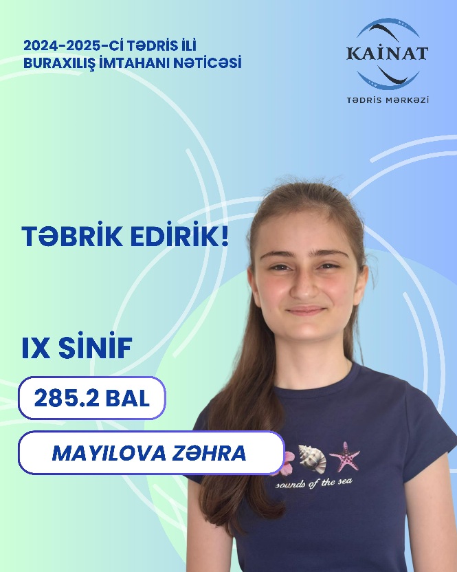 2024 - 2025 - ci il üçün keçirilən IX sinif, buraxılış imtahanında yüksək nəticə göstərən Kainatçılar!