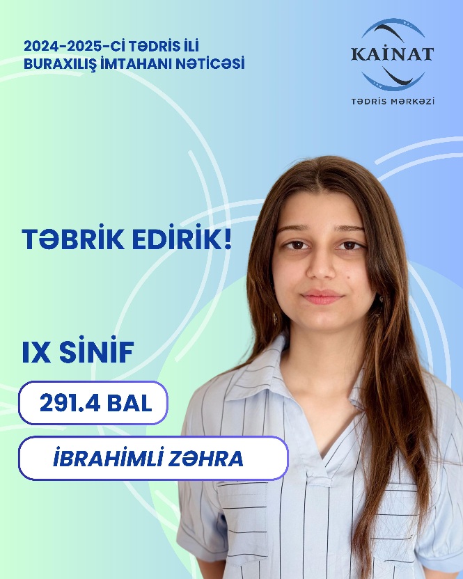 2024 - 2025 - ci il üçün keçirilən IX sinif, buraxılış imtahanında yüksək nəticə göstərən Kainatçılar!