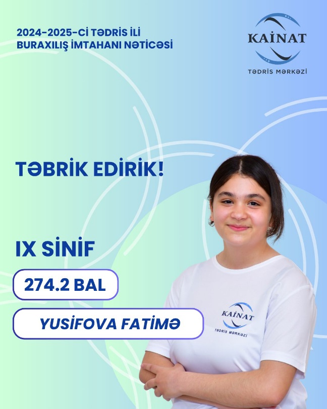 2024 - 2025 - ci il üçün keçirilən IX sinif, buraxılış imtahanında yüksək nəticə göstərən Kainatçılar!