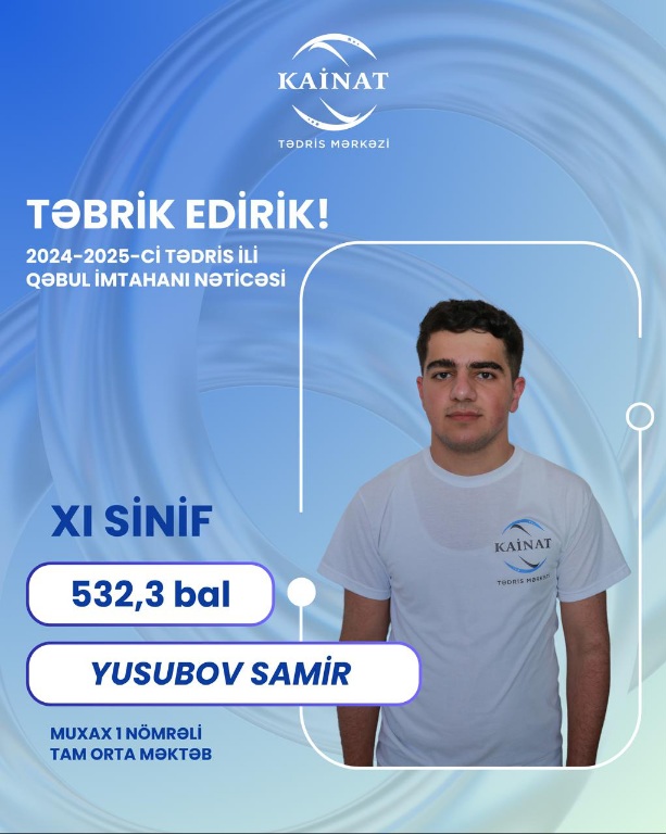 2024 - 2025 - ci il üçün keçirilən QƏBUL  imtahanında yüksək nəticə göstərən Kainatçılar!