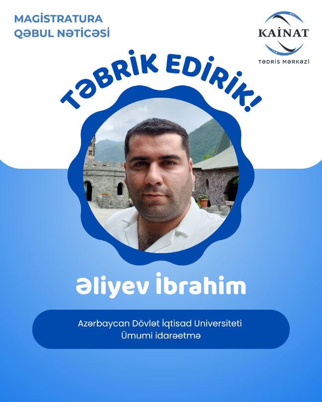 Kainat Tədris Mərkəzinin tələbəsi - Əliyev İbrahim.🎖 